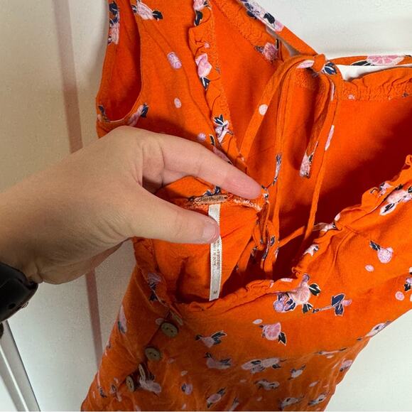 Free People Like A Lady Orange Printed Tie Back Mini Sundress Size Medium - Picture 8 of 8